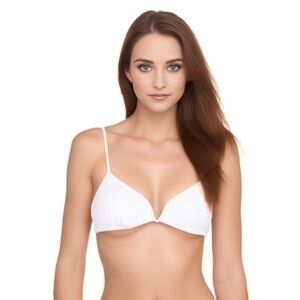 L Space Ribbed Helena Bikini Top‎ White XS Adjustable Strap No Wire NWT